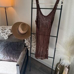 Brown Crochet Knit swimsuit cover up